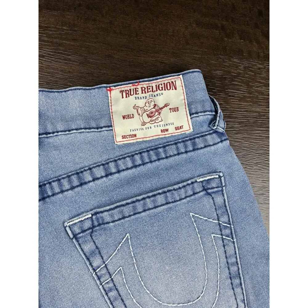 True Religion Rocco Big T Men’s Denim Shorts Size 32 Light Wash Relaxed Skinny